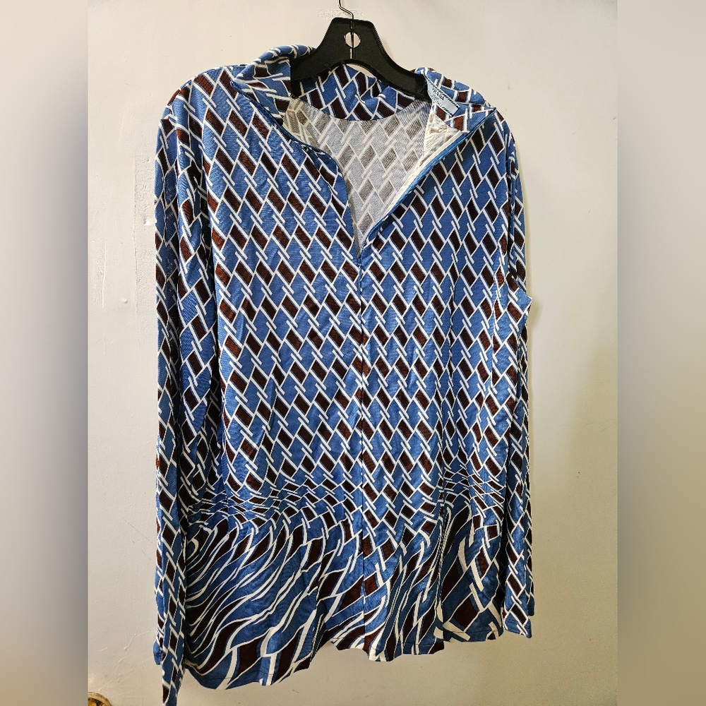 Blue Patterned Long Sleeve Top - Picture 7 of 8